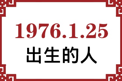 1976年1月25日出生性格、命运和运势 1976年1月25日出生性格、命运和运势