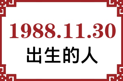 1988年11月30日出生性格、命运和运势 1988年11月30日出生性格、命运和运势