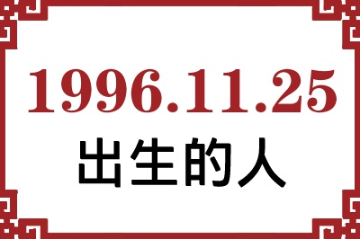 1996年11月25日出生性格、命运和运势 1996年11月25日出生性格、命运和运势