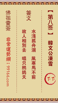 佛祖灵签 第八签:韩文公冻雪下下签